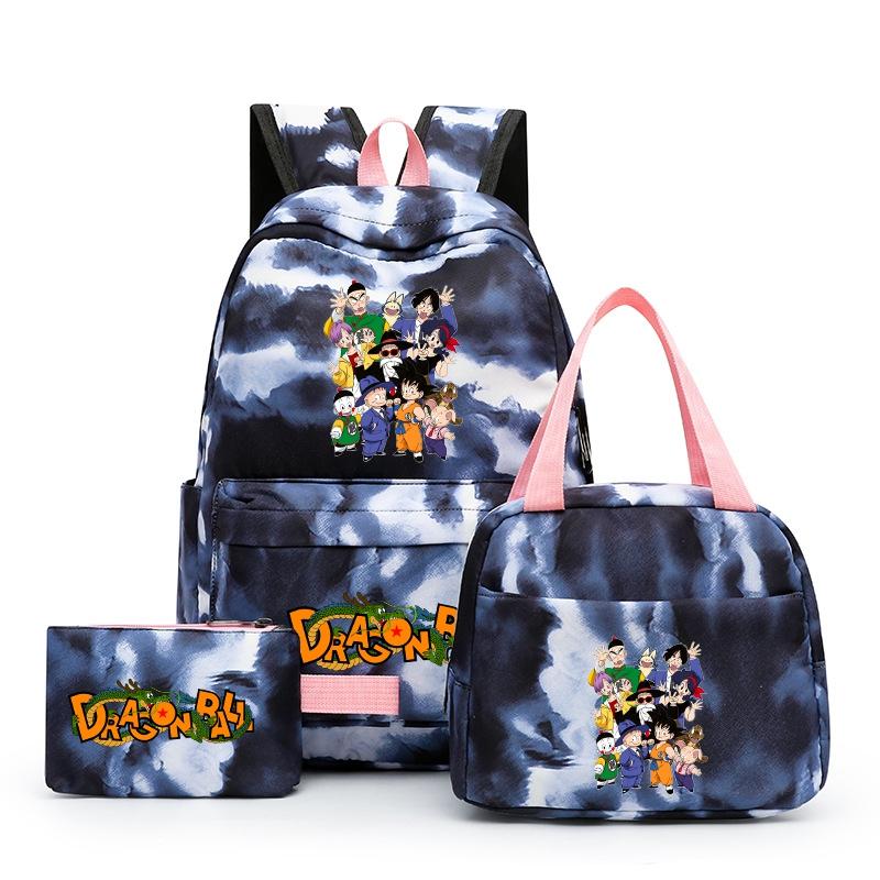 3Pcs/set Anime Dragon Ball Backpack for Girls Boys Back To Schoolbag with Lunch Bag Student Bookbag Men Women Travel Bag Mochila