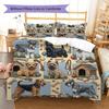 Cute Flower Puppy Pattern Bedding,Quilt Set Quilt Cover Pillowcase Home Birthday Gift (1 * duvet cover + 2 * pillowcase, without core)
