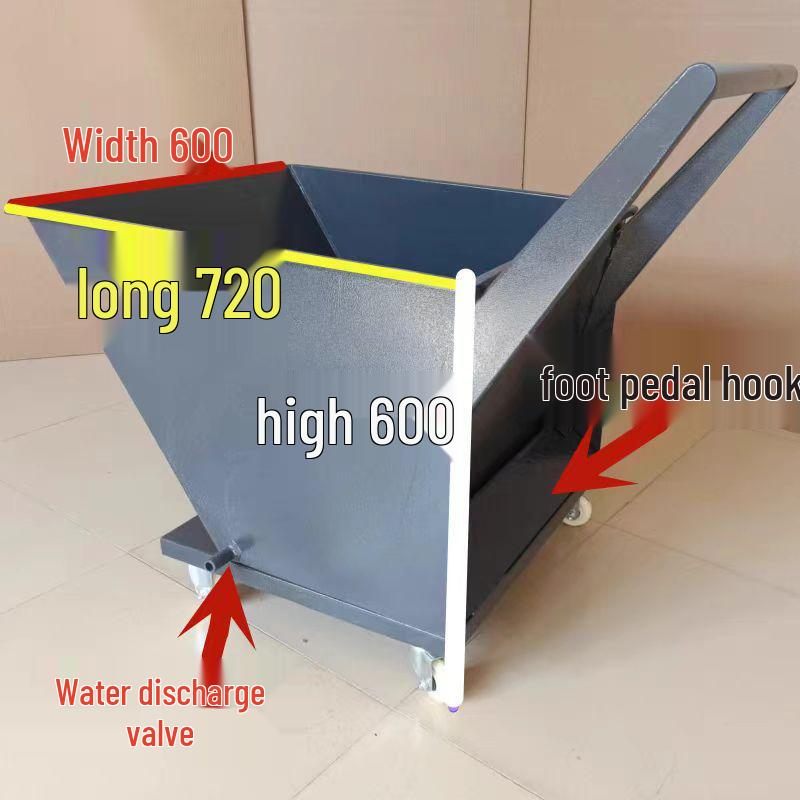 Chip Collection Cart: Handcart Machine Tool Conveyor, Iron Chip Hopper, Tipping and Waste Material Pusher.