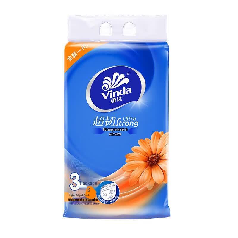 Vinda Ultra-Tough 3-Ply Facial Tissues, 150 Sheets x 15 Packs