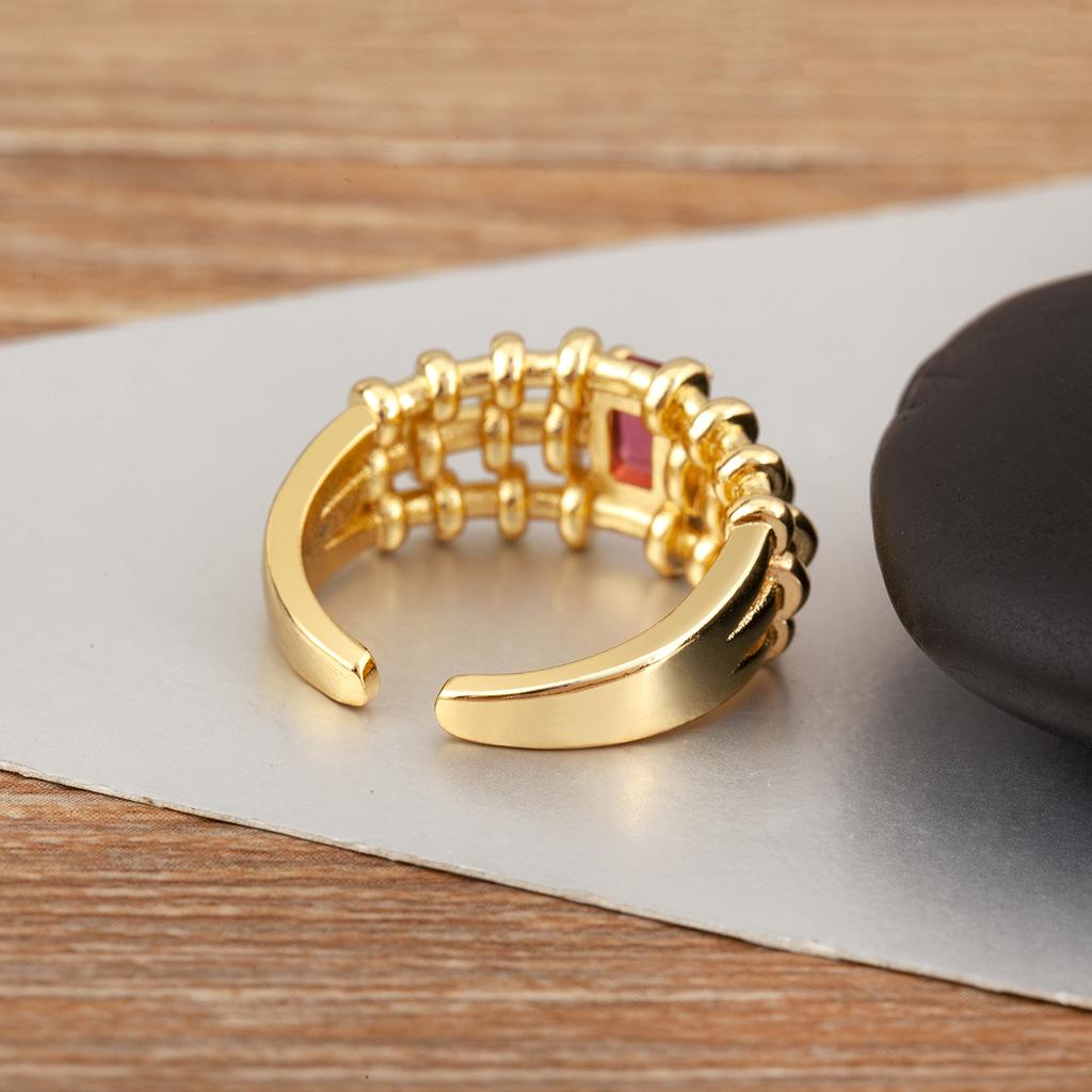 Nidin New Style Inlaid Colorful Zircon Multilayer Open Rings For Women Men Light Luxury Adjustable Finger Jewelry Wedding Gifts