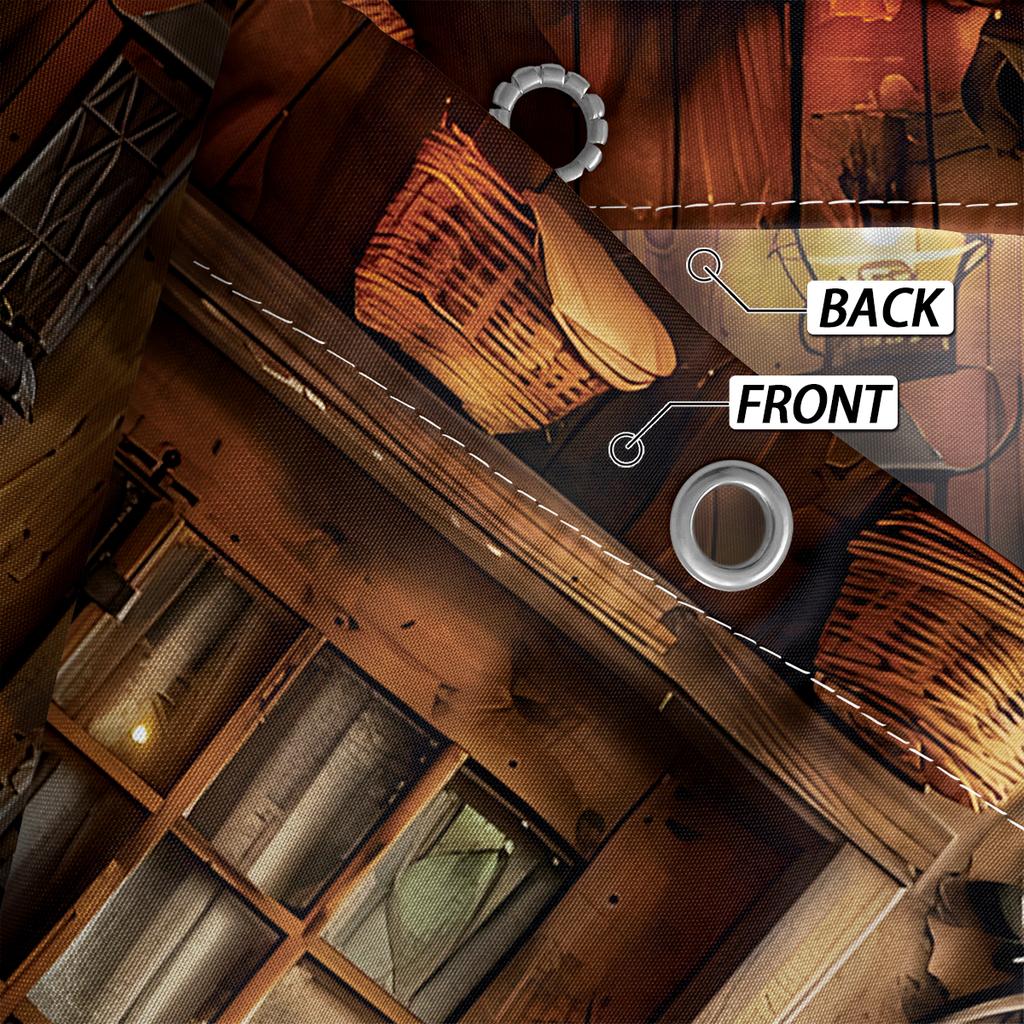 1PC Rural Farmhouse Shower Curtain with Retro Wooden Wheels, Rustic Style, Waterproof, with 12 Hooks, Bathroom Shower, Home Use