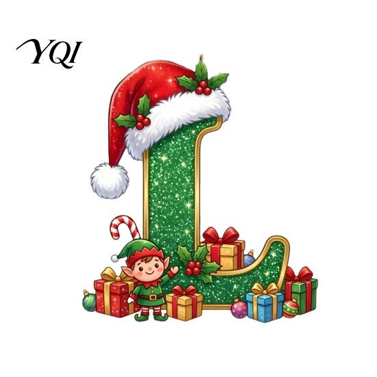 Santa Hat Letter Ornament Personalized 26 Alphabet Christmas with Elf Design, Acrylic Holiday Mantel Hanging Decor for Tree And Party Decorations