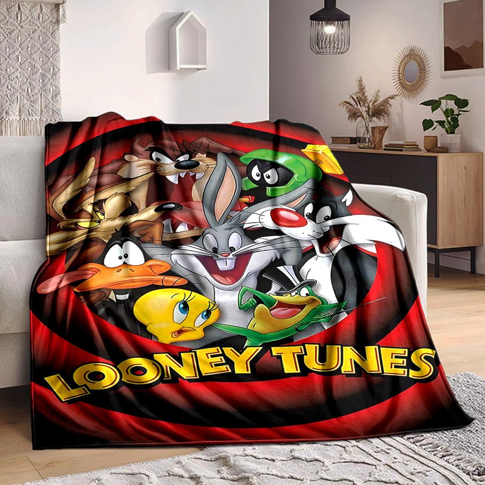 1pc Looney Tunes Blanket Lightweight Flannel Throw For Sofa, Bed, Travel, Camping, Livingroom, Office, Couch, Chair, And Bed