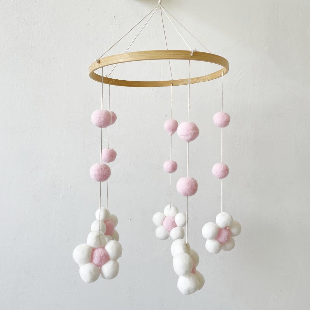 Ins Nordic Fur Ball Flower Wind Chime Bed Bell Baby Room Children's Room Children's Clothing Store Wind Chime Decoration