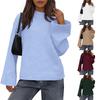 Autumn Winter Casual Round Neck Loose Solid Colour Long Sleeved Bell Sleeve Knitted Sweater for Women Luxurious Relaxed-fit Slimming and Versatile Top