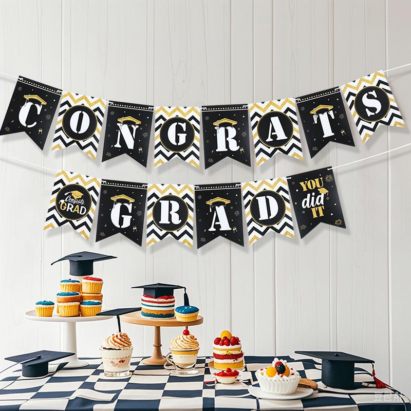 2025 Graduation Banner Garland Star Bunting Set Graduate Congratulation Congrats Paper Garland Flags Party Supplies You Did It