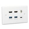 6 Port Wall Plate 2xHD Multimedia Interface 2xUSB3.0 1xType C 1xCat6 Ethernet Wall Plate for TV Projector Computer