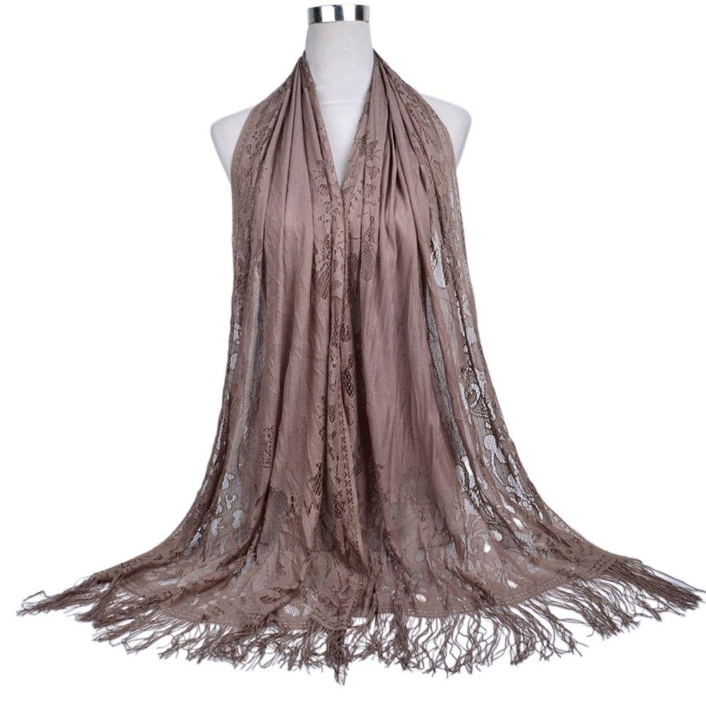 Women Girls Headwear Headscarf Luxury Head Scarves Hijab Shawl Scarf Hollow Tassel Scarf Head Wrap