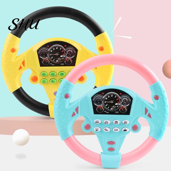 Co-pilot Steering Wheel Toy Game Preschool Rotate 360 Degrees with Sound 2 Stable Suction Cups Scene Experience Educational Auditory Cognition
