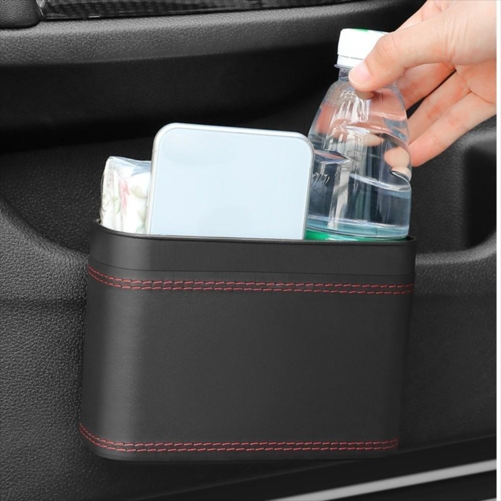 Waterproof Vehicle Trash Can PU Leather Hanging Storage Bin Car Press-down Storage Box  Car Storage