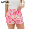 Женские модные шорты больших размеров с цифровой печатью, разноцветные, с широкой эластичной резинкой на талии