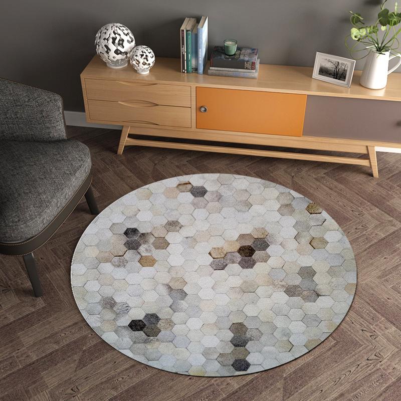 Ковер Декоративный противоскользящий пол с геометрической цифровой печатью Ковер для гостиной Круглый коврик для стула Кухня Спальня Детский ковер