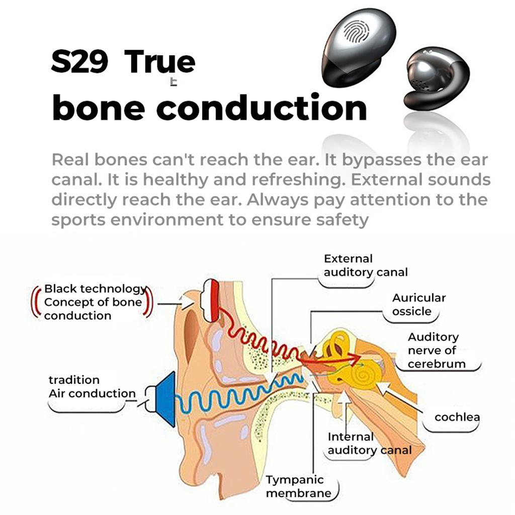 Bluetooth-наушники с истинной костной проводимостью, серьги-клипсы, беспроводные наушники с микрофоном, сенсорное управление, спортивные гарнитуры