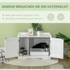 Cat Litter Box Cat House With Partition Magnetic Double Door Side Shelf White 86 X 48 X 52 Cm