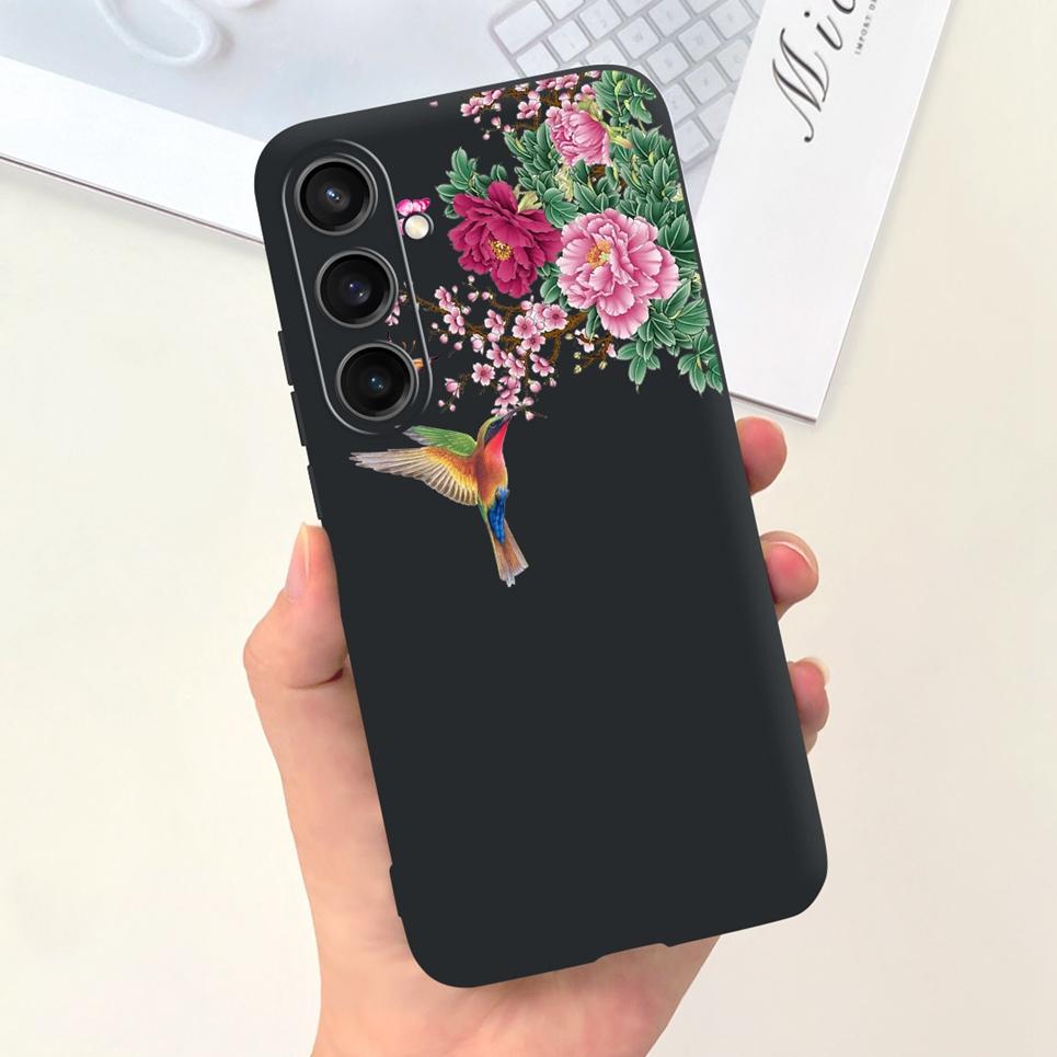 Для Чехла Funda Samsung A35 5G Case SM-A356E Пара Любовь Сердце Цветок Кошка Рисунок Задняя Крышка Для Samsung Galaxy A35 5G Etui