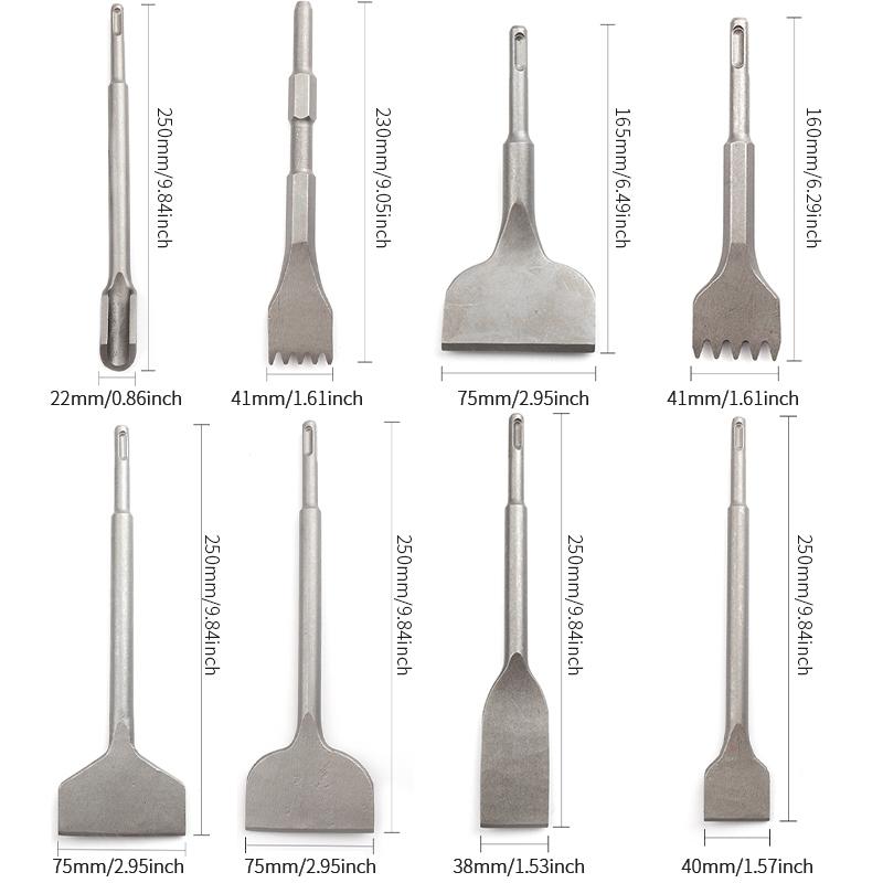 Electric Hammer Impact Drill Electric Pick Round Handle Flat Chisel Tooth U-pick Brazing Cement Wall Slotting Shovel