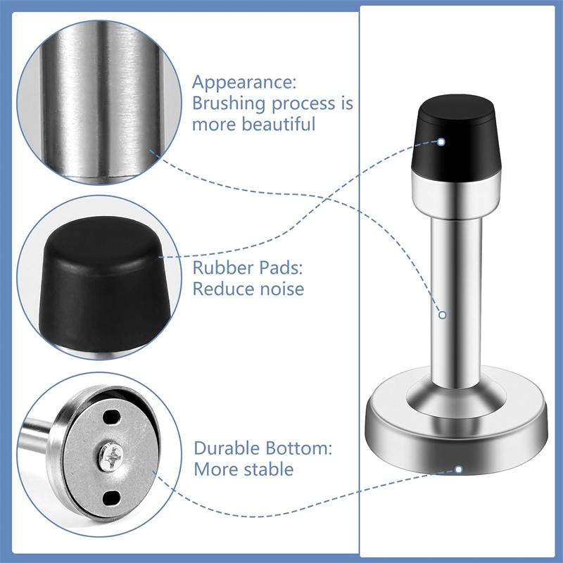 4 шт. самоклеящиеся дверные ограничители из нержавеющей стали с резиновым наконечником, настенная защита, дверная защелка, дверной стопор для домашнего офиса