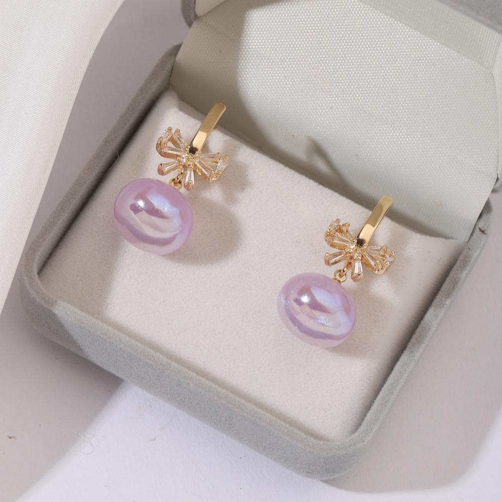 1 пара модных сережек с имитацией жемчуга для женщин, ювелирные изделия с бантом из кубического циркония, свадебные аксессуары