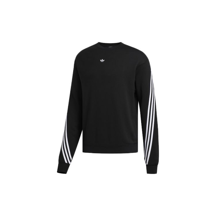 Adidas Оригинальная толстовка в полоску с трилистником, свободная посадка, осенние мужские топы, черные FM1522