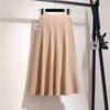 Женская осенне-зимняя юбка с высокой талией и эластичной резинкой на талии, однотонная трикотажная трапециевидная юбка, большие качели, теплая