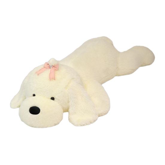 Большая плюшевая игрушка-собака, милая мягкая кукла-подушка с бантом 130/160 см, мягкая, приятная на ощупь кукла-собака для детей, девочек, большая, уютная подушка для отдыха в постели