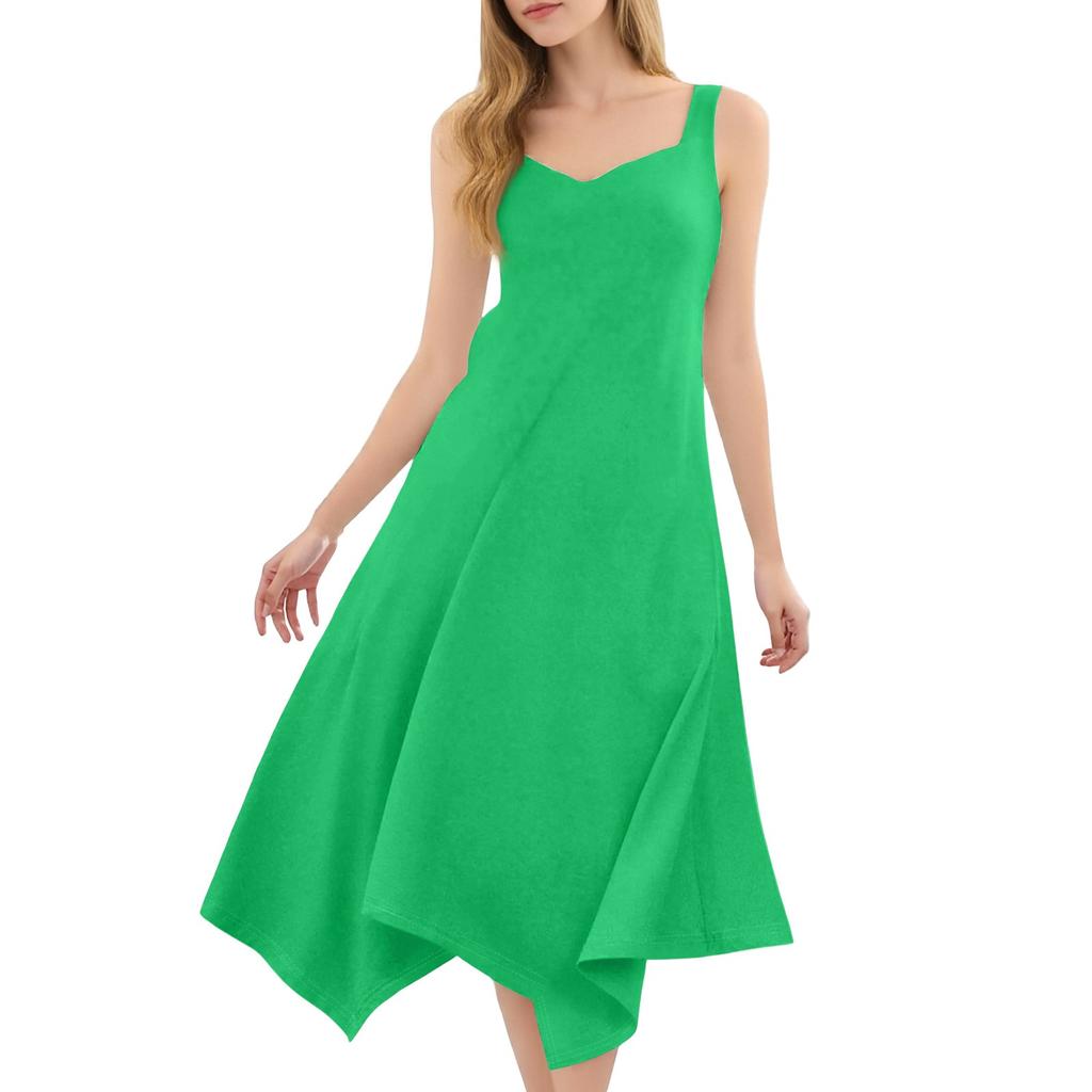 Женское повседневное модное платье миди без рукавов с круглым вырезом и нерегулярным подолом