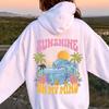 Beach Sunshine On My Mind Hoodie Sunset Oversize Hooded Sweatshirts Woman Aesthetic Long Sleeves Soft Crewneck Streetwear Clothe