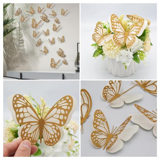 20 Pcs 2 Layers Wing Butterfly Wall Decor Self-Adhesive 3D Hollow Butterfly Stickers for Home Bedroom Cake Baby Shower Birthday Party Decoration