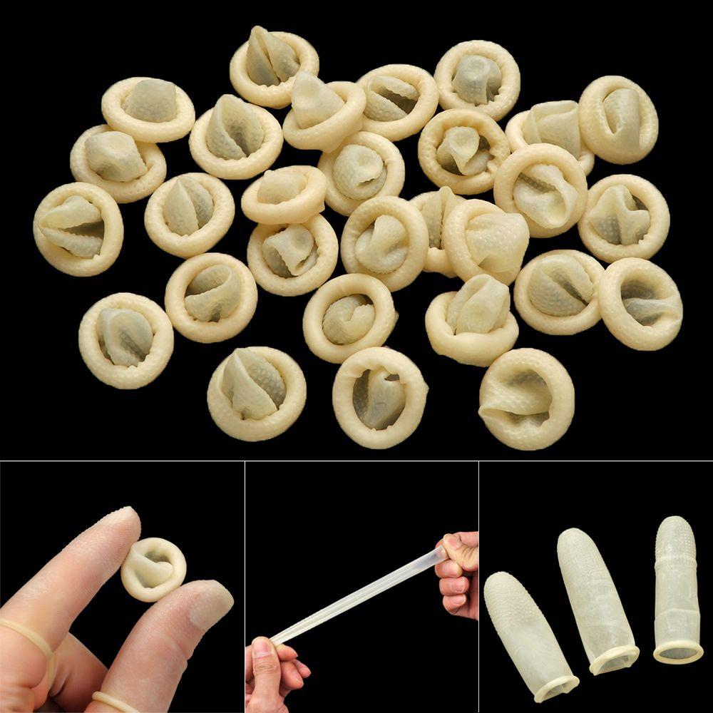 Reusable Nail Art Tool Natural Latex White Finger Cots Finger Cover Protector Gloves Rubber Gloves