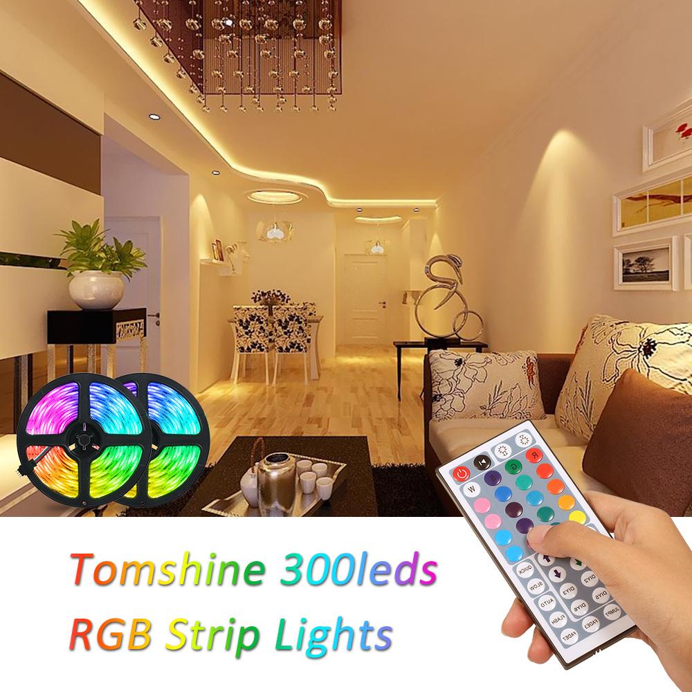 Tomshine 2x5m 300 светодиодов RGB Strip Lights Kit с 44 клавишами ИК-пульта дистанционного управления с регулируемой яркостью цвета