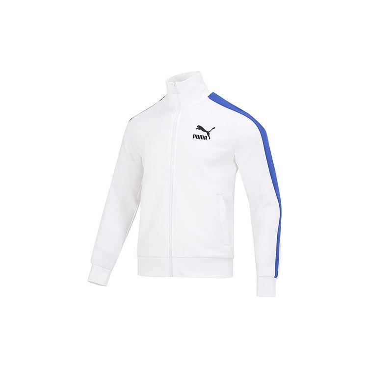 Puma Colorblock Logo Print Sports Zip-Up Knit Jacket Men Jackets White 620578-52