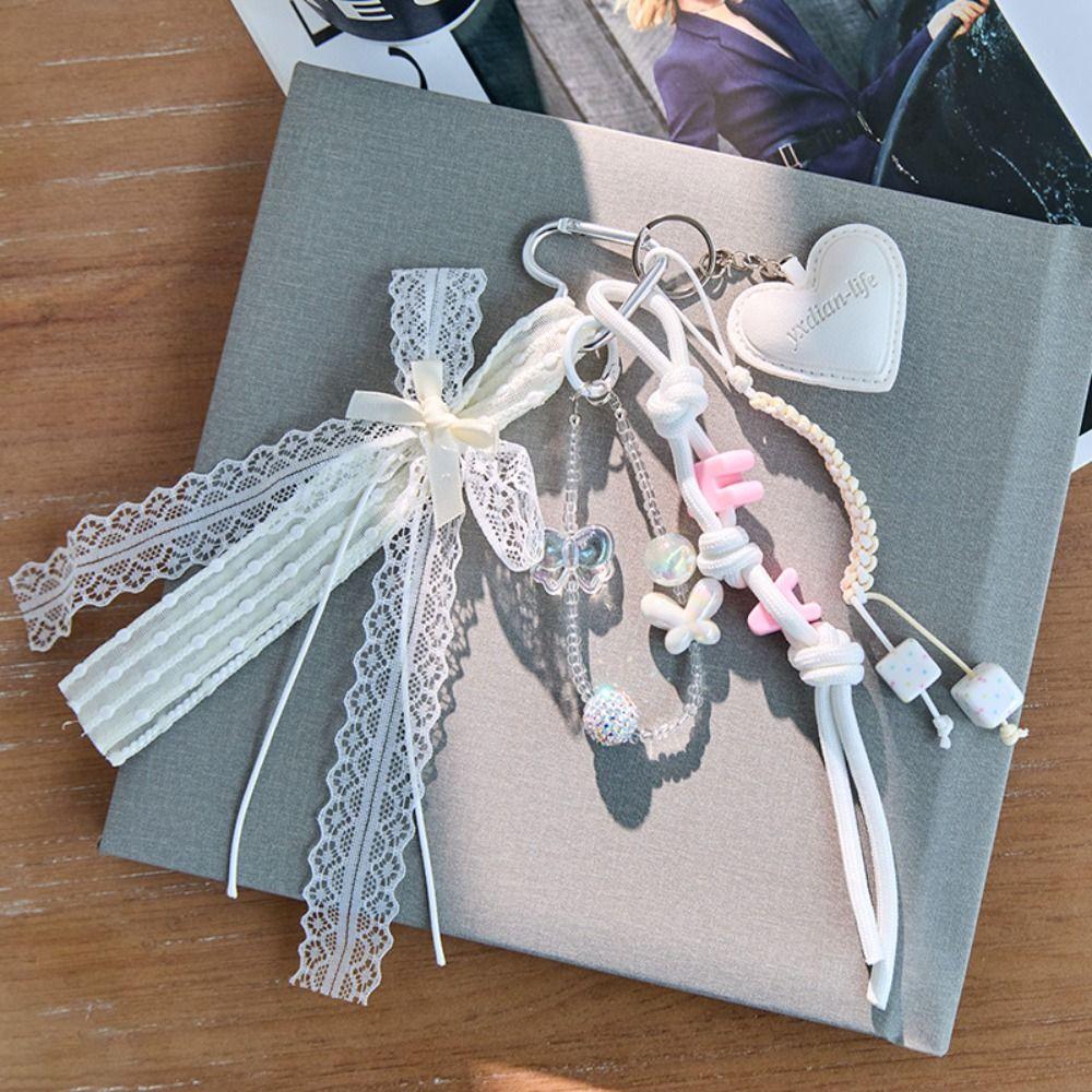 Bag Charm Braided Rope Bag Pendant High-grade Love Tassel Keyring Friends Birthday Gifts