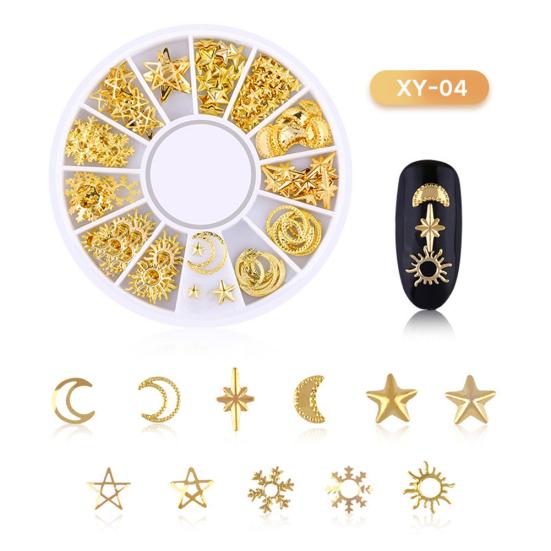 3D Metallic Metal Rivet Heart Moon Star Nail Tips Decorations Manicure Tools