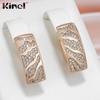Kinel Vintage Square Drop Earrings For Women Rose Gold Color Classic Fine Jewelry White Zircon English Earrings