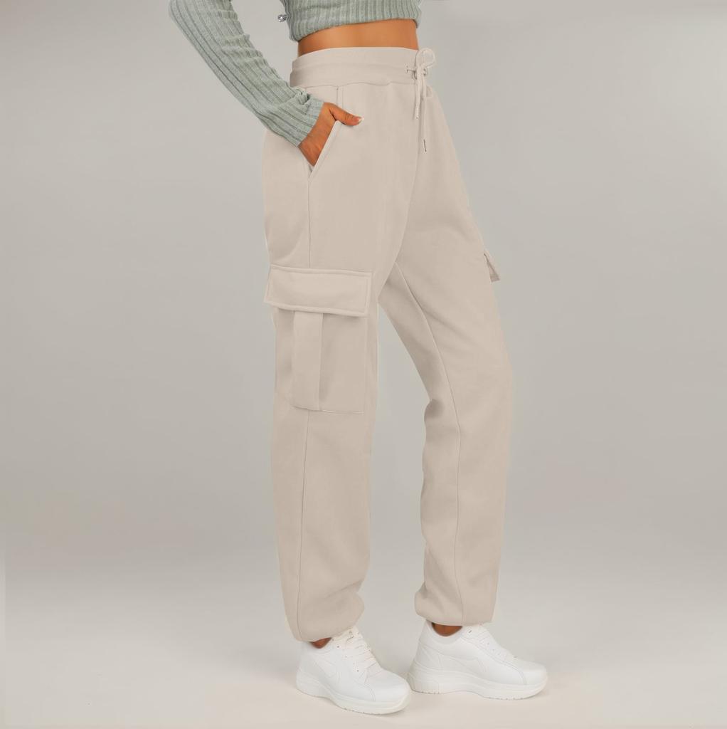 Women's Casual Pants Solid Color Loose Elastic Belt Pocket Sports Sweatpants