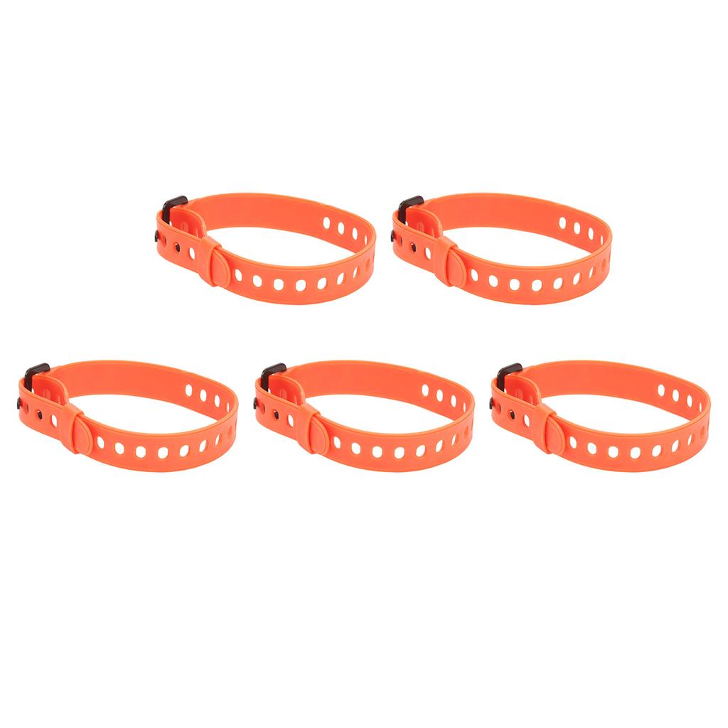 5Pcs Reusable Cable Tie Rubber Cable Strap Fastener Wire Organizer Iron Buckle Orange