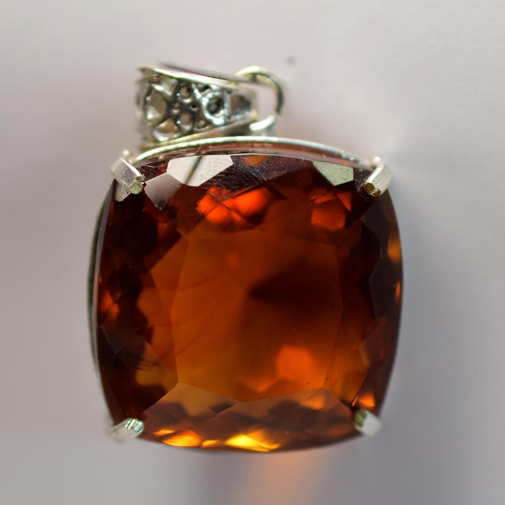 Натуральный оранжевый топаз 925 стерлинговое серебро 100 карат драгоценный камень кулон квадратной огранки СЕРТИФИЦИРОВАН my-480-ns