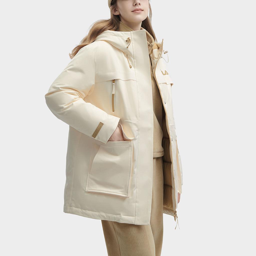 New FILA Down Jacket Women's Oat White F11W349904F-IV