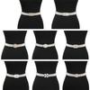 Adjustable Stretchy Waistband Elegant Elastic Belt For Women Pearls And Crystal Decors Chain Accessory For Formal Outfit