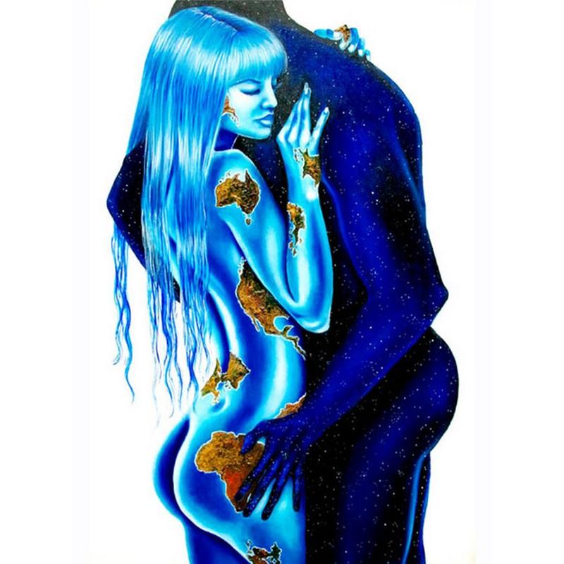 5d Diy Diamond Painting Nude Body Lover Body Art Flower Full Mosaic Embroidery Round Rhinestone Cross Stitch Home Decoration