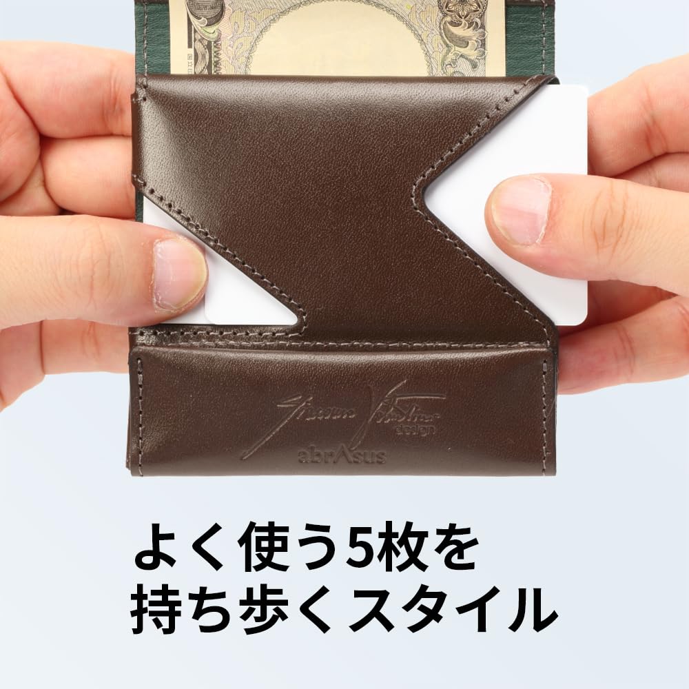 Тонкий кошелек Giacomo Valentini Модель бумажника Сделано в Японии Шоколадный [Абрасас] Мужской