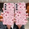 S26 Ultra Чехол Роскошный Полноэкранный Кожаная Текстура Цветущего Персика Мягкая Силиконовая Накладка Для Samsung Galaxy S25 Edge S24 Ultra S23 S22 Plus S21 FE
