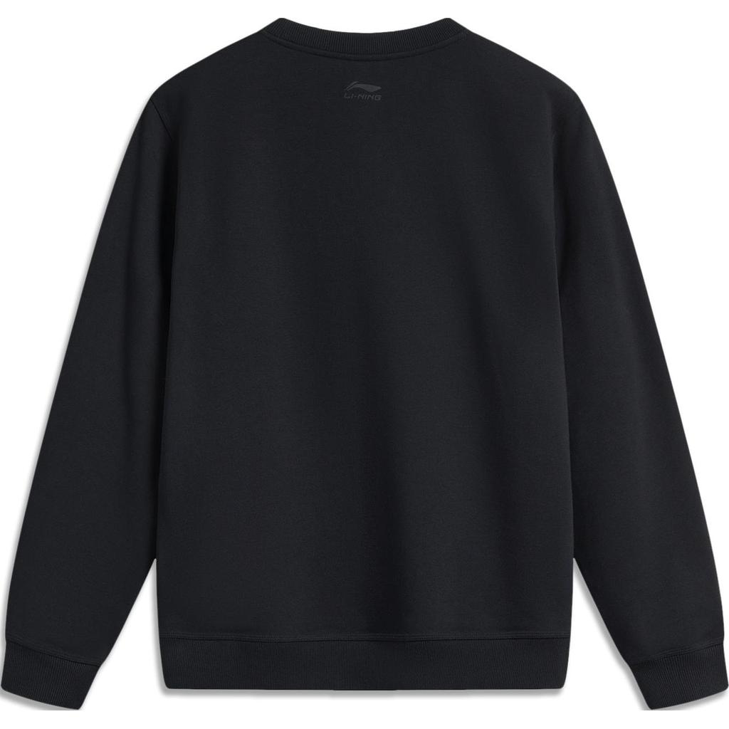 Li Ning Sports Lifestyle Series Fashion Casual Streetwear American Vintage Letter Print Флисовая теплая толстовка Мужская толстовка черного цвета AWDU679-3