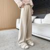 Женские брюки, прямые, широкие, с завязками на резинке, повседневные брюки с карманами, однотонные длинные брюки