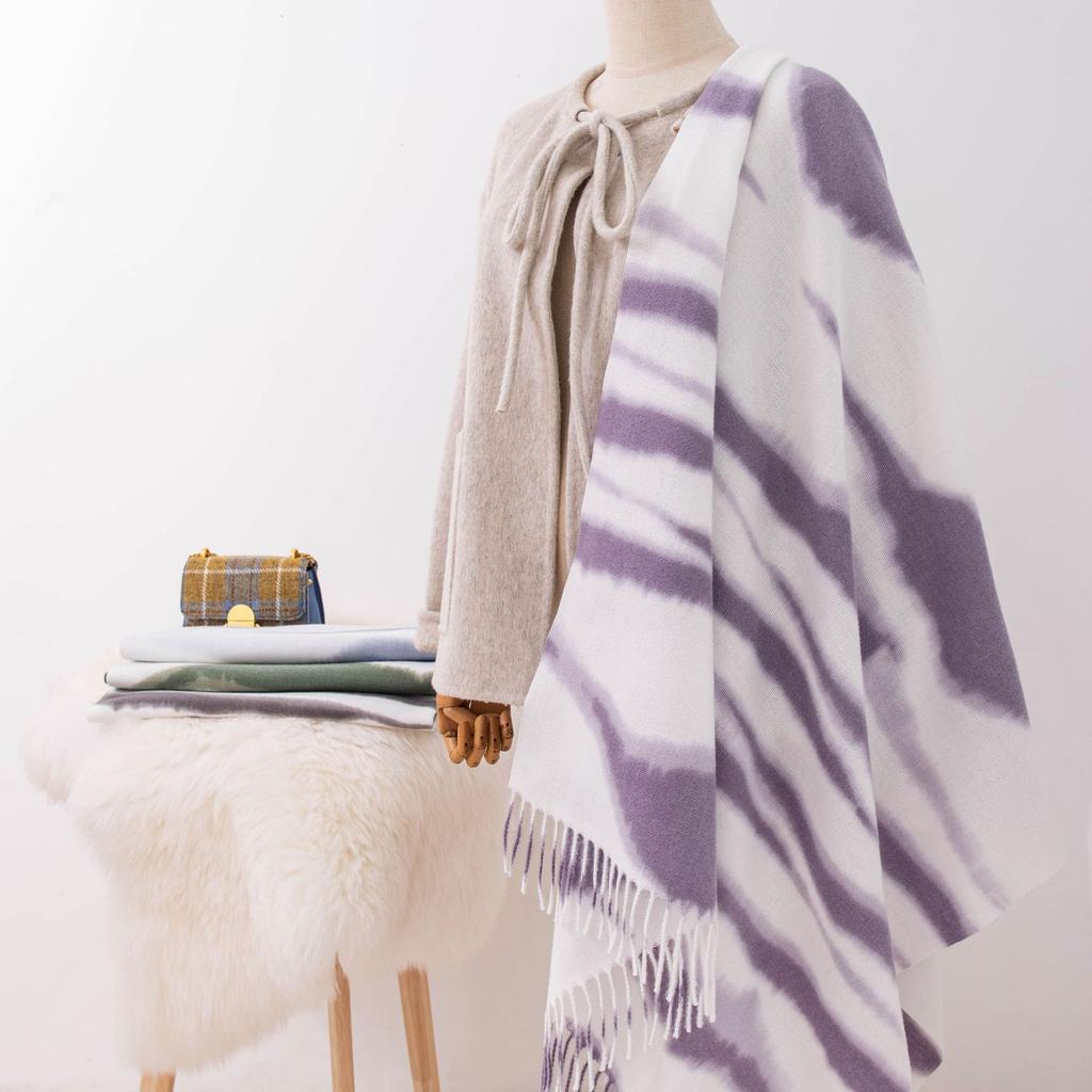 New Soft and Warm Imitation Cashmere Zebra Striped Fringed Scarf High End Women's Scarf Shawl