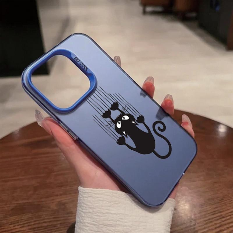 Парный черный чехол для кота для iPhone 16 Samsung A55 A35 M35 S24 Xiaomi Redmi Note 13 Pro 14C Huawei Honor 200 противоударный чехол-бампер для телефона с защитой от царапин