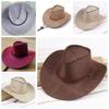 Linen Western Cowboy Hat Wide Brim Beach Sunscreen Cap Elegant Summer Sun Hat  Jazz Cowgirl