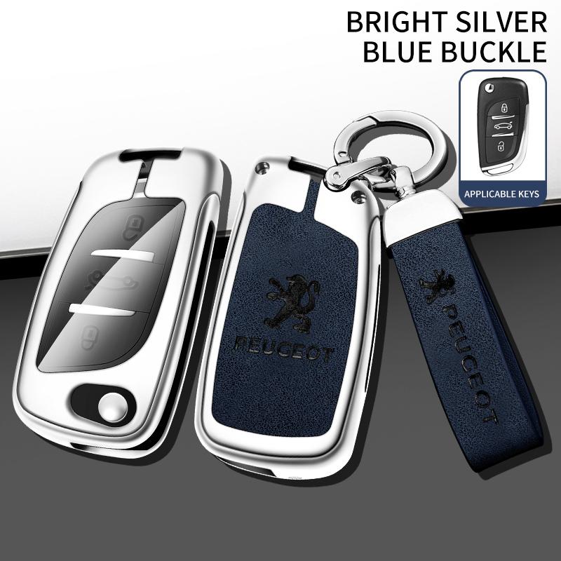 Zine Alloy Leather Car Smart Remote Key Case Shell Cover Protection for Peugeot 107 207 306 307 407 308 607 Keychain Accessories