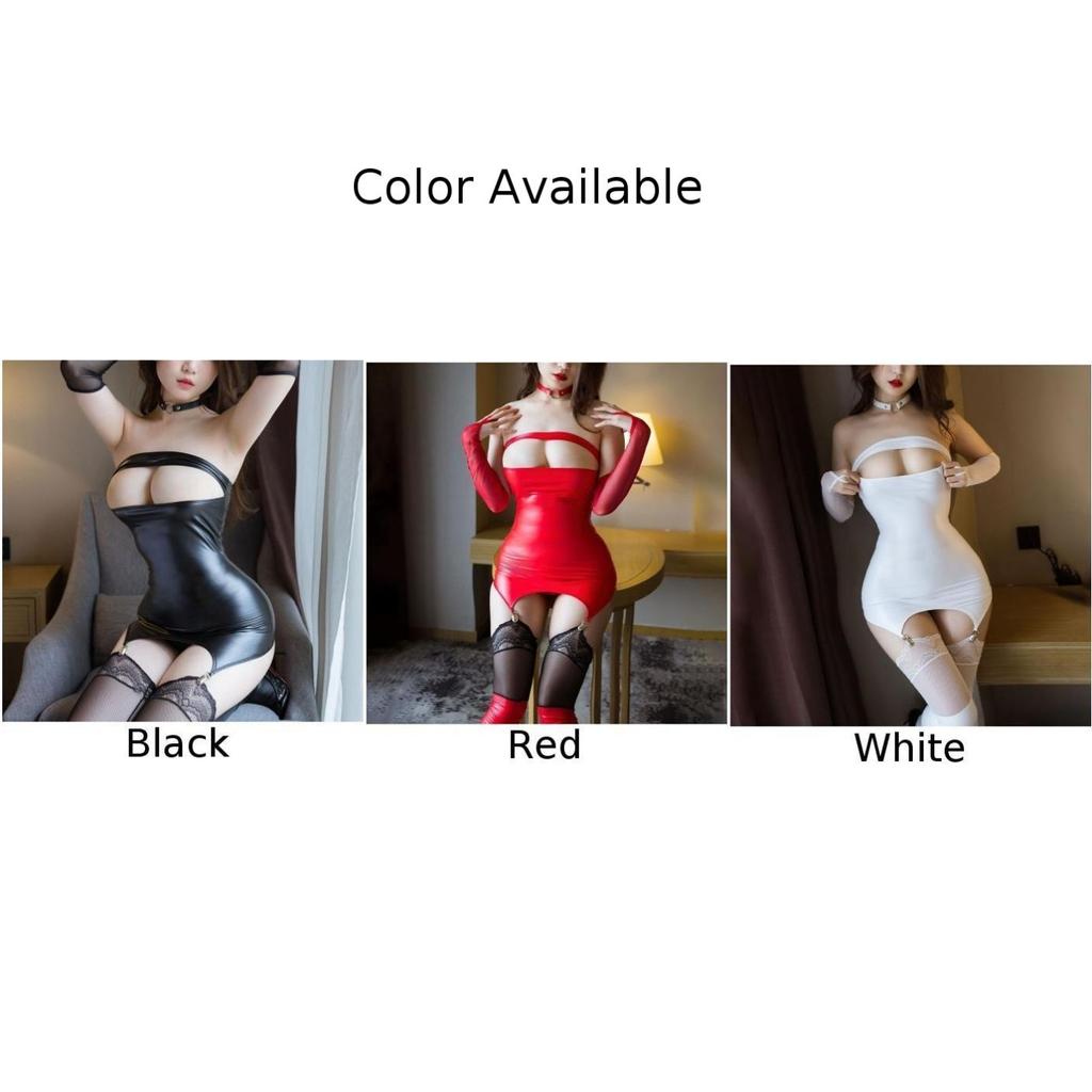 Soft Women Bodycon Solid Color Wet Look Womens Club